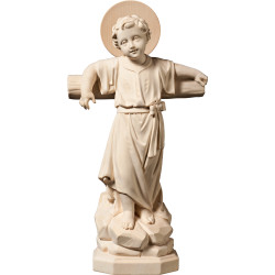 Niño Jesús de pie con cruz y aureola